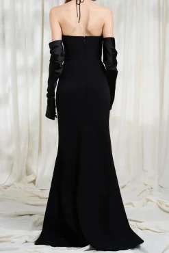 Aairah Crepe Satin Dress In Black