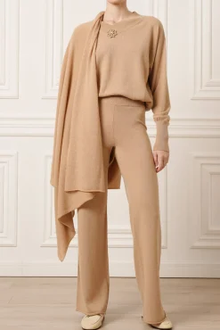 Akeem Cashmere Wide-Leg Pants In Dune