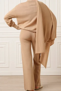 Akeem Cashmere Wide-Leg Pants In Dune
