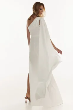 Alba Crepe Long Dress In Ivory