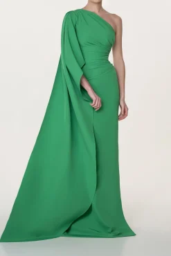 Alba Crepe Long In Dress Emerald