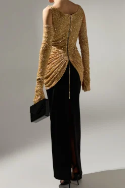 Alisa Dress In Gold-Black
