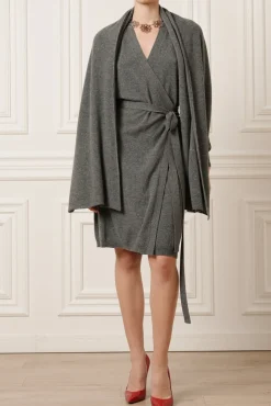 Amani V-Neck Wrap Midi Dress In Windsor