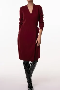 Amani V-Neck Wrap Midi Dress In Cuir De Russie