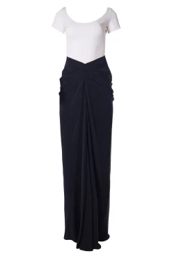 Amna Long Dress In Black-White