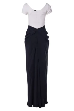 Amna Long Dress In Black-White