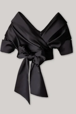 Angelina Satin Shirt In Black
