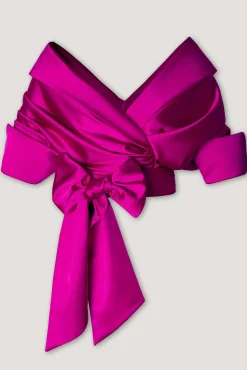 Angelina Satin Shirt In Hot Pink