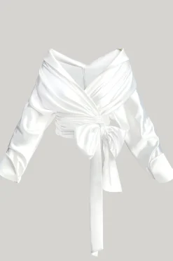 Angelina Satin Shirt In White