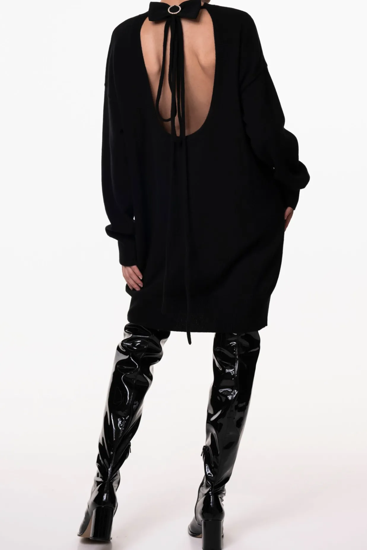 Aniel Open Back Wool and Cashmere-blend Dress