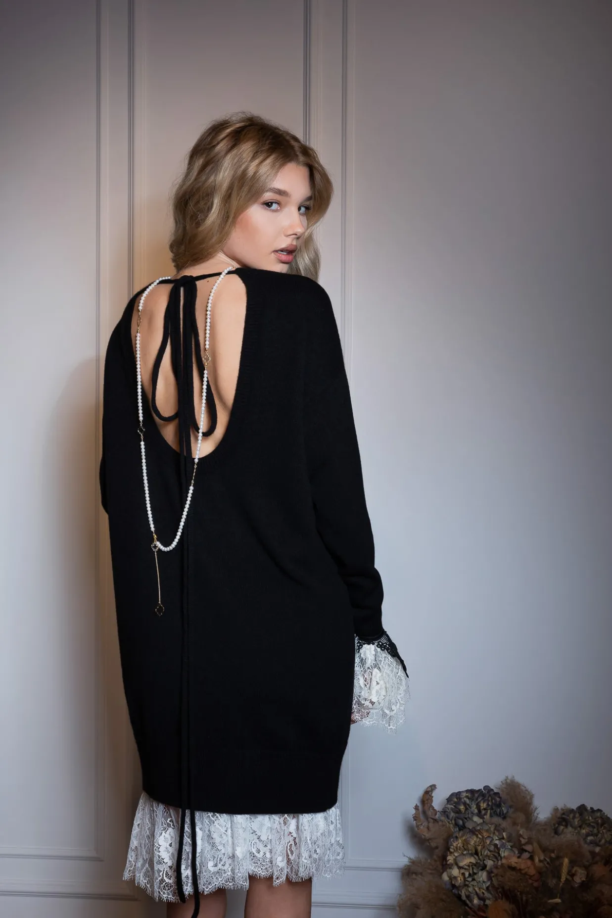 Aniel Open Back Wool and Cashmere-blend Dress