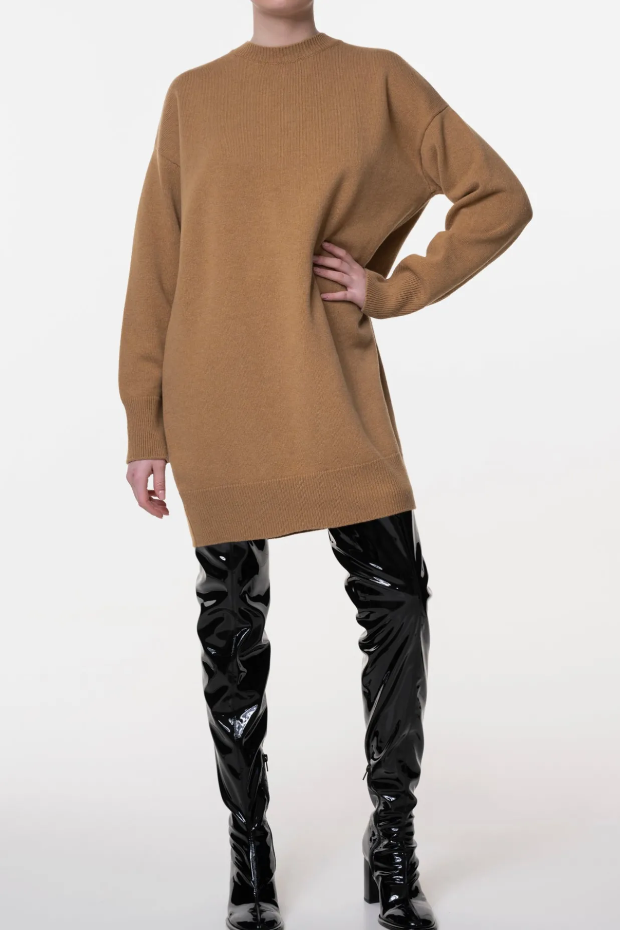 Aniel Open Back Wool and Cashmere-blend Dress