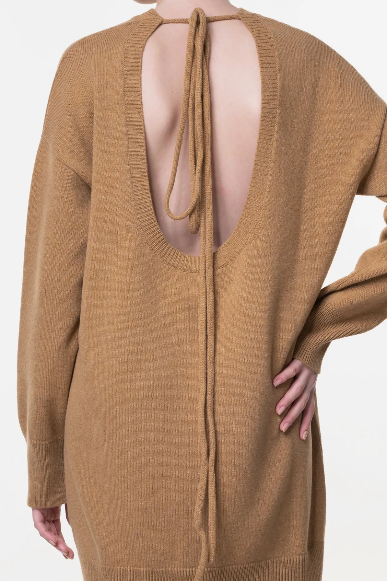 Aniel Open Back Wool and Cashmere-blend Dress