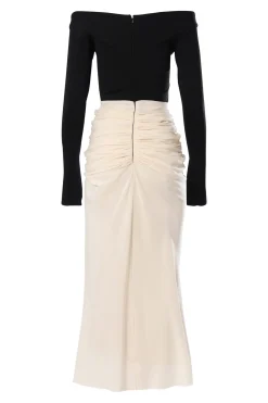 Anita Ankle Length Dress In Cream-Black