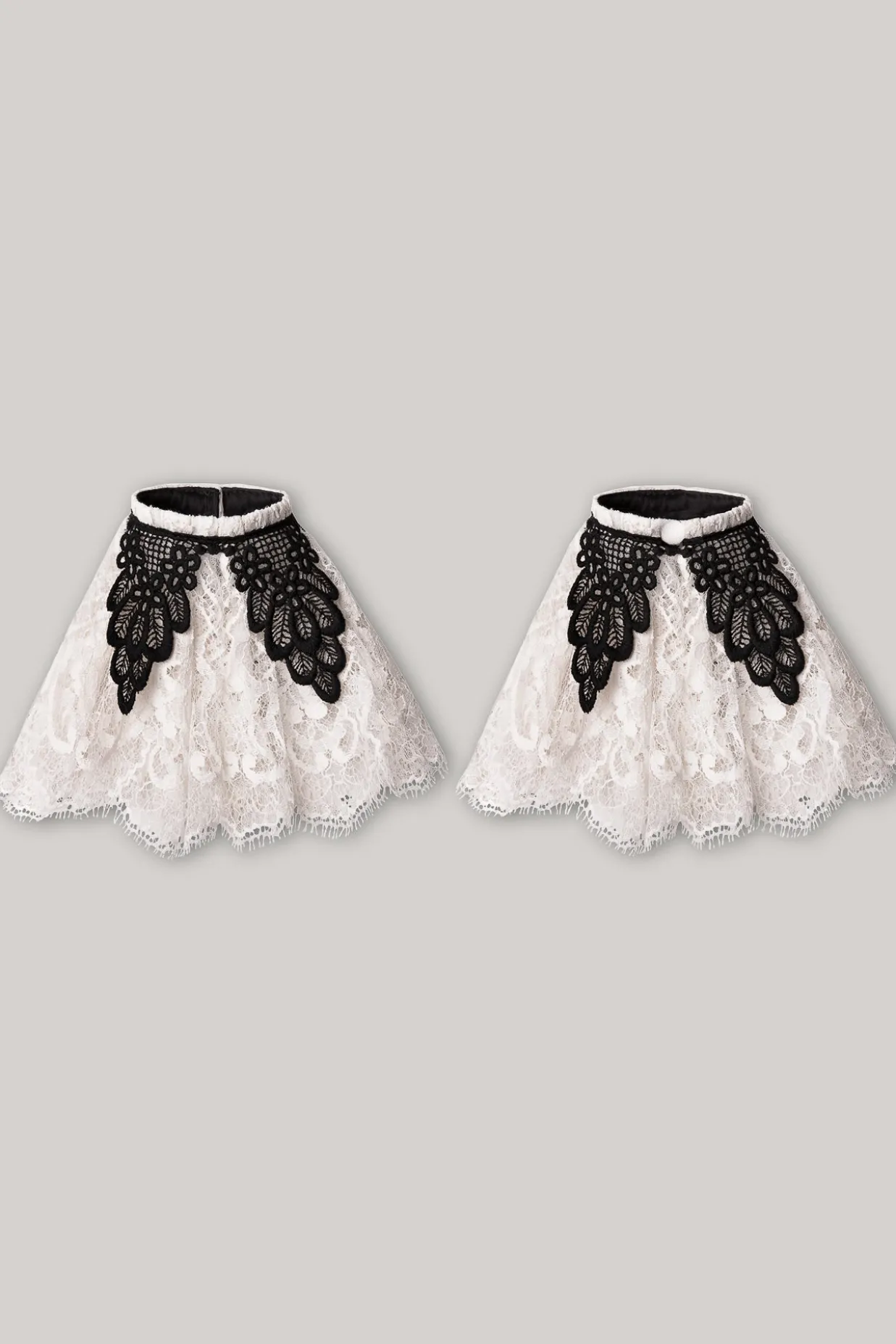 Anne Ruffled Lace Cuffs In Ivory and Black