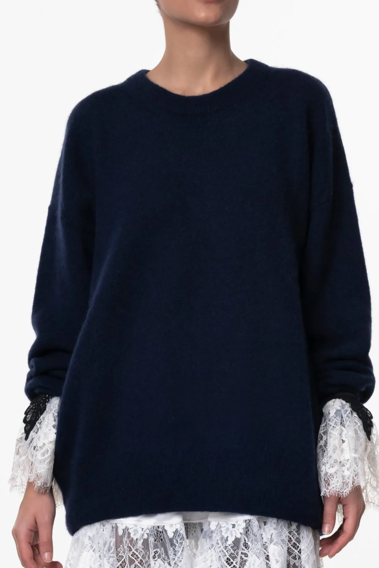 Anne Ruffled Lace Cuffs In Ivory and Black