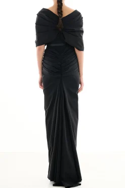 Aqila Taffeta Long Dress In Black