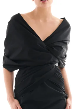 Aqila Taffeta Long Dress In Black