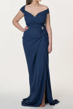 Athena Crepe Dress In Midnight-Blue