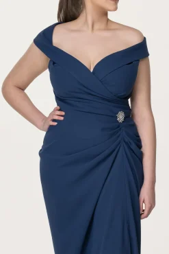 Athena Crepe Dress In Midnight-Blue
