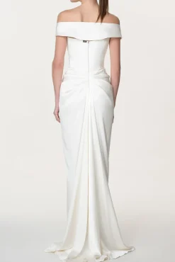 Athena Silk Long Dress In Ivory