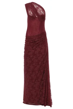 Azra Lace Dress In Burgundy