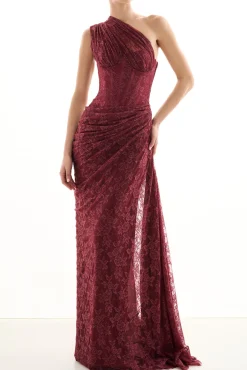 Azra Lace Dress In Burgundy