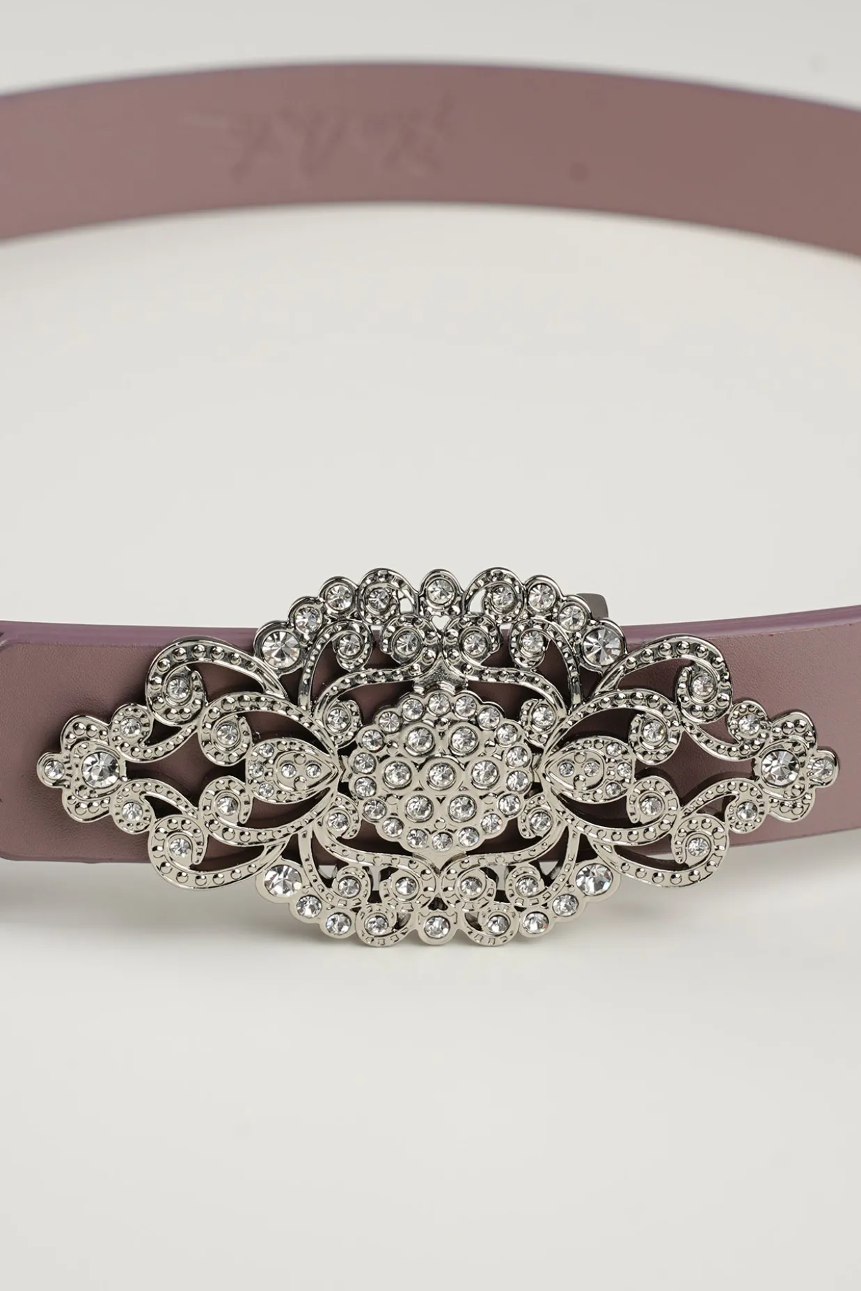 Baroque Aubergine Leather Waist Belt With Silver Buckle