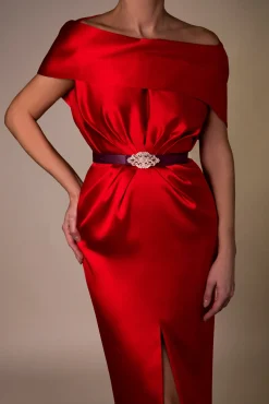Baroque Burgundy Leather Waist Belt With Rose-Gold Buckle