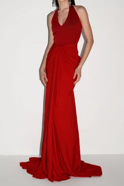 Blanca Long Dress In Carmine