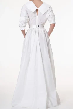Carrie Taffeta Long Dress In Ivory