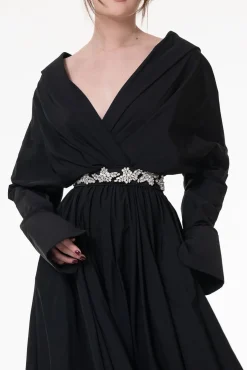 Carrie Taffeta Long Dress In Black