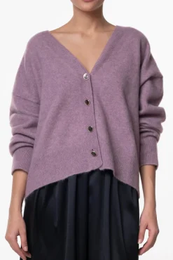 Cassiel Cashmere and Silk-blend Cardigan In Lilla