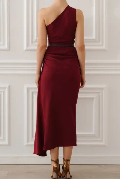 Charlotte Midi Dress In Ruby Red