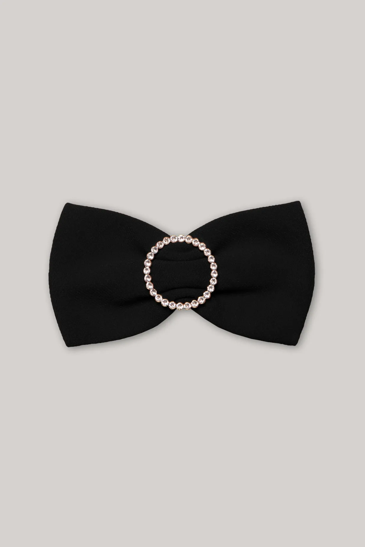 Crystals Black Crepe Bow Brooch