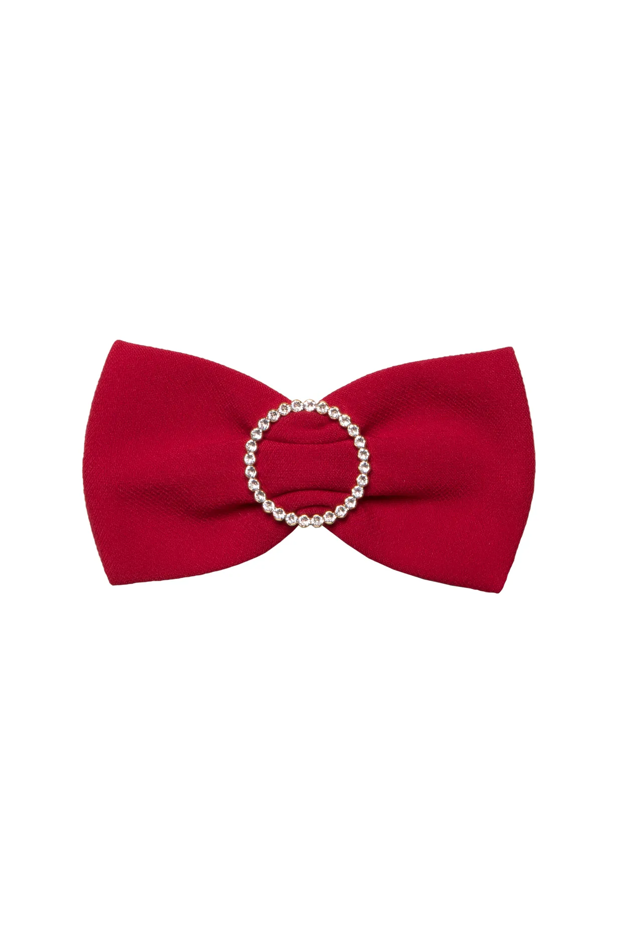 Crystals Red Crepe Bow Brooch