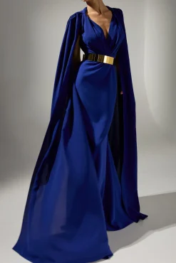Dalal Cape-Dress In Royal-Blue