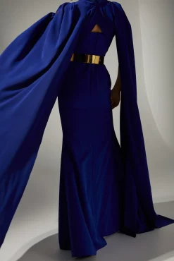 Dalal Cape-Dress In Royal-Blue