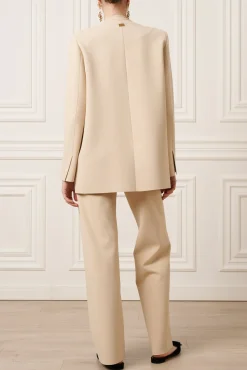 Dona Jersey Double-Breasted Jacket In Beige