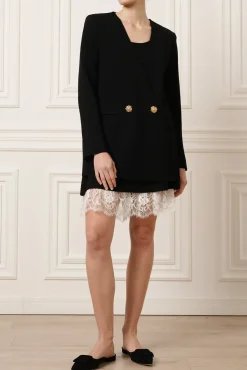 Dona Jersey Double-Breasted Jacket In Black