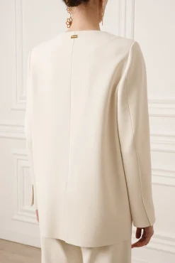 Dona Jersey Double-Breasted Jacket In Off-White