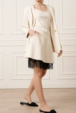 Dona Jersey Double-Breasted Jacket In Off-White