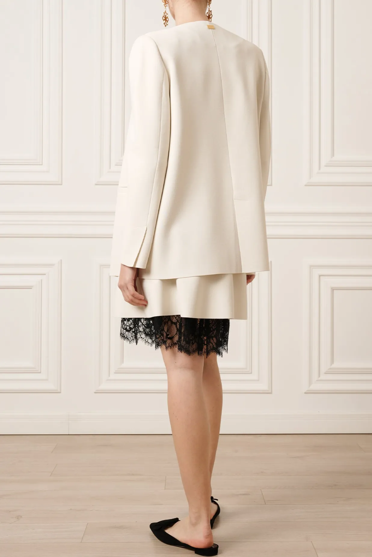 Dona Jersey Double-Breasted Jacket In Off-White