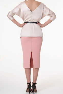 Elegant Satin Blouse In Cipria