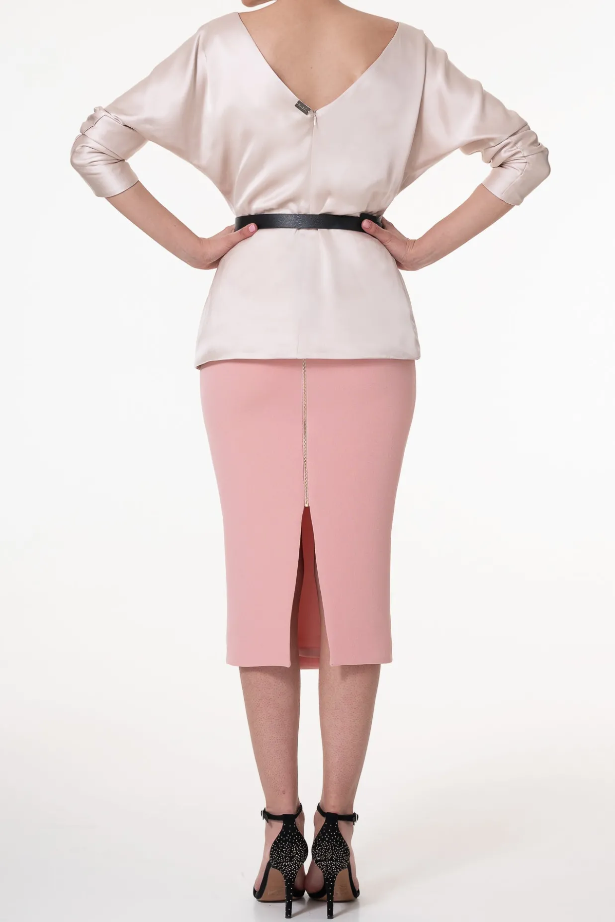 Elegant Satin Blouse In Cipria