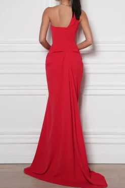 Elena Crepe Dress In Hot-Red