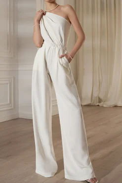 Elena Crepe Jumpsuit In Off-White