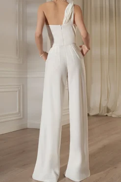Elena Crepe Jumpsuit In Off-White