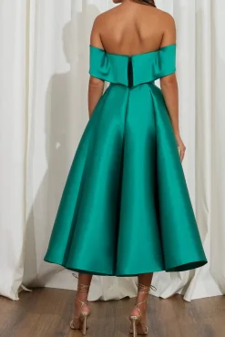 Ellie Mikado Midi Dress In Emerald