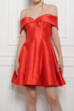 Ellie Mikado Short Dress In Hot-Red